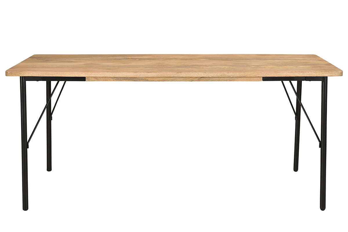 Table � manger rectangulaire en bois manguier massif et m�tal noir L180 cm JUDE