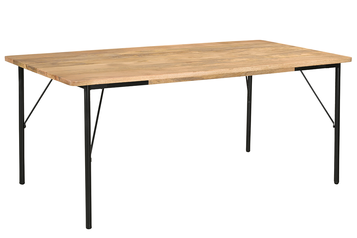 Table � manger rectangulaire en bois manguier massif et m�tal noir L180 cm JUDE