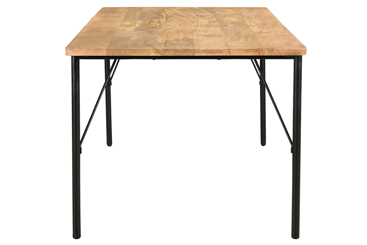 Table � manger rectangulaire en bois manguier massif et m�tal noir L180 cm JUDE