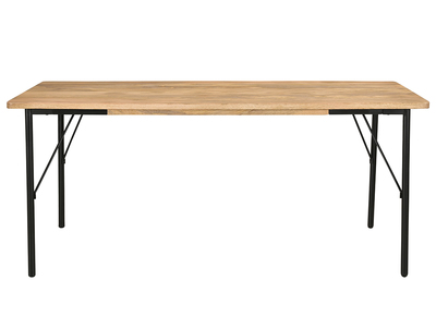 Table &agrave; manger rectangulaire en bois manguier massif et m&eacute;tal noir L180 cm JUDE