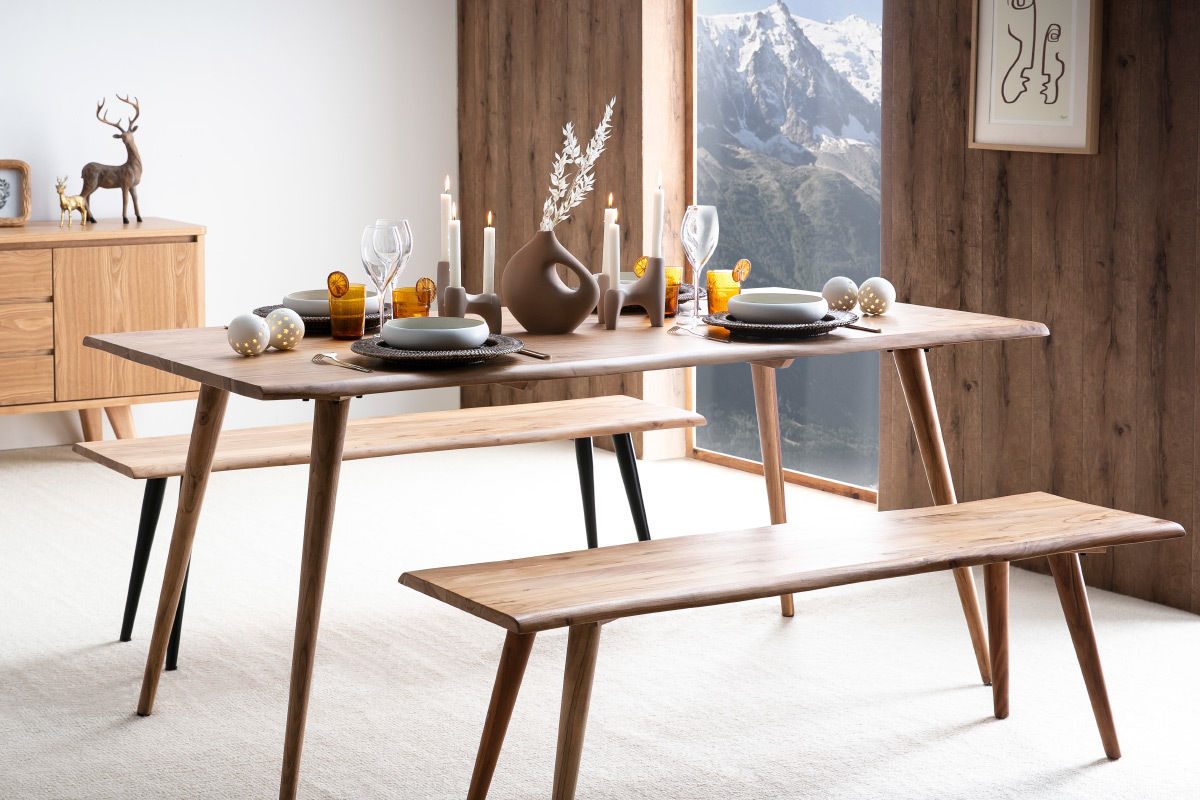 Table � manger rectangulaire en bois massif L175 cm SAVANA