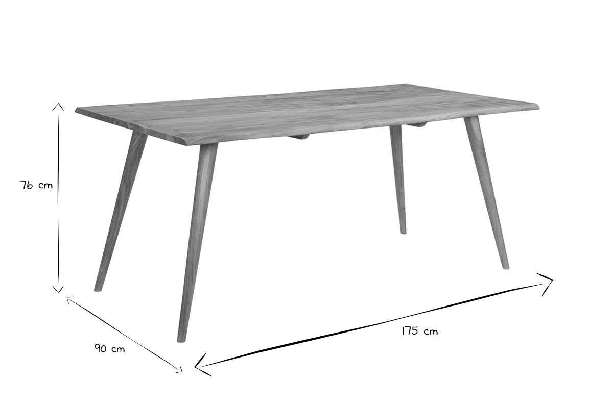 Table � manger rectangulaire en bois massif L175 cm SAVANA