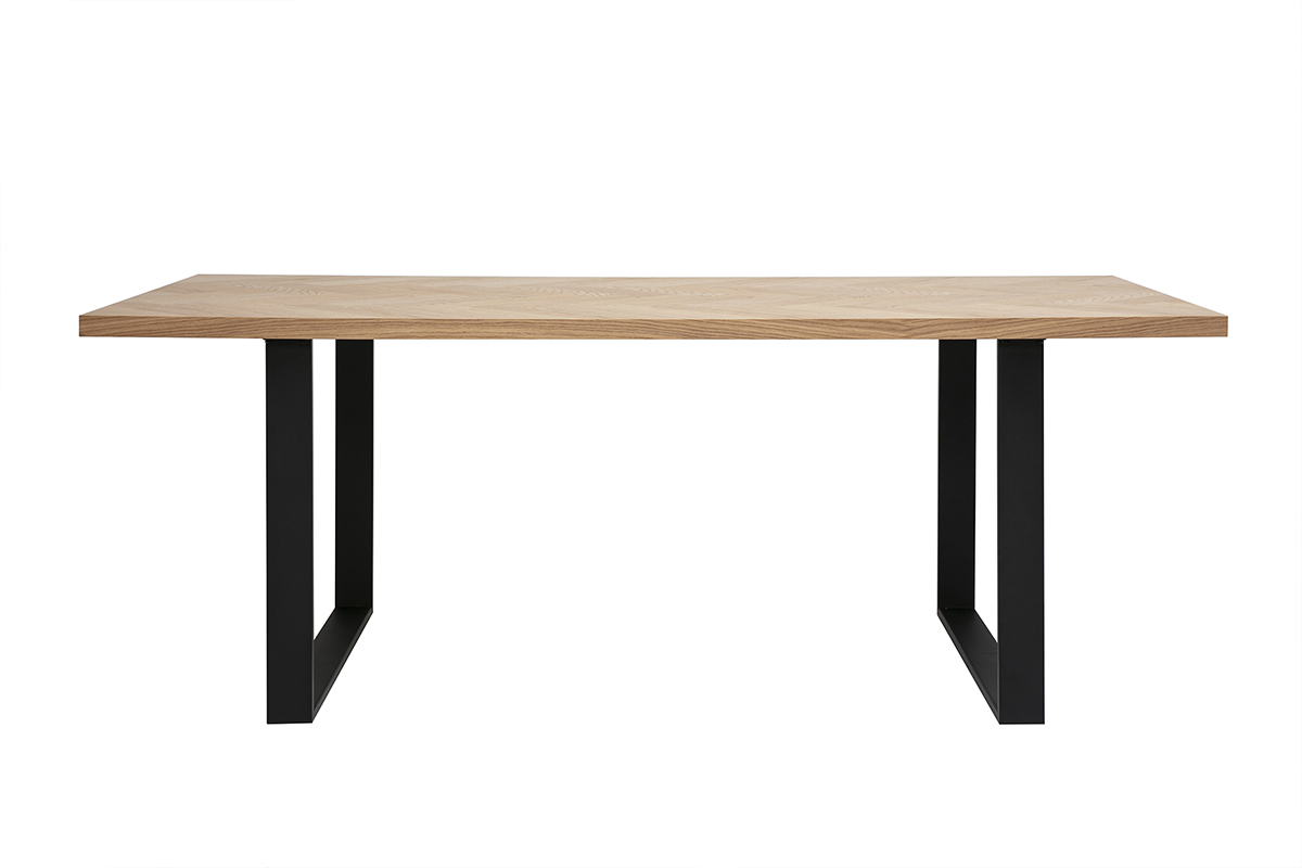 Table � manger rectangulaire finition bois ch�ne et m�tal noir L200 cm MAGDA