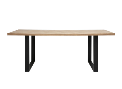 Table &agrave; manger rectangulaire finition bois ch&ecirc;ne et m&eacute;tal noir L200 cm MAGDA