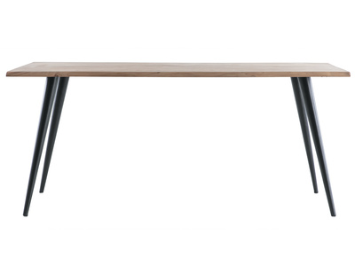 Table &agrave; manger rectangulaire industrielle en bois massif et m&eacute;tal noir L175 cm EDGE
