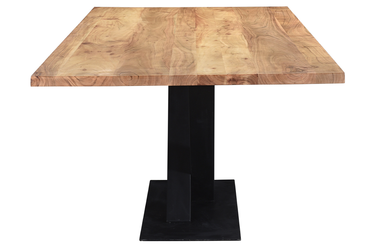 Table � manger rectangulaire industrielle en bois massif et m�tal noir L200 cm VALLEY
