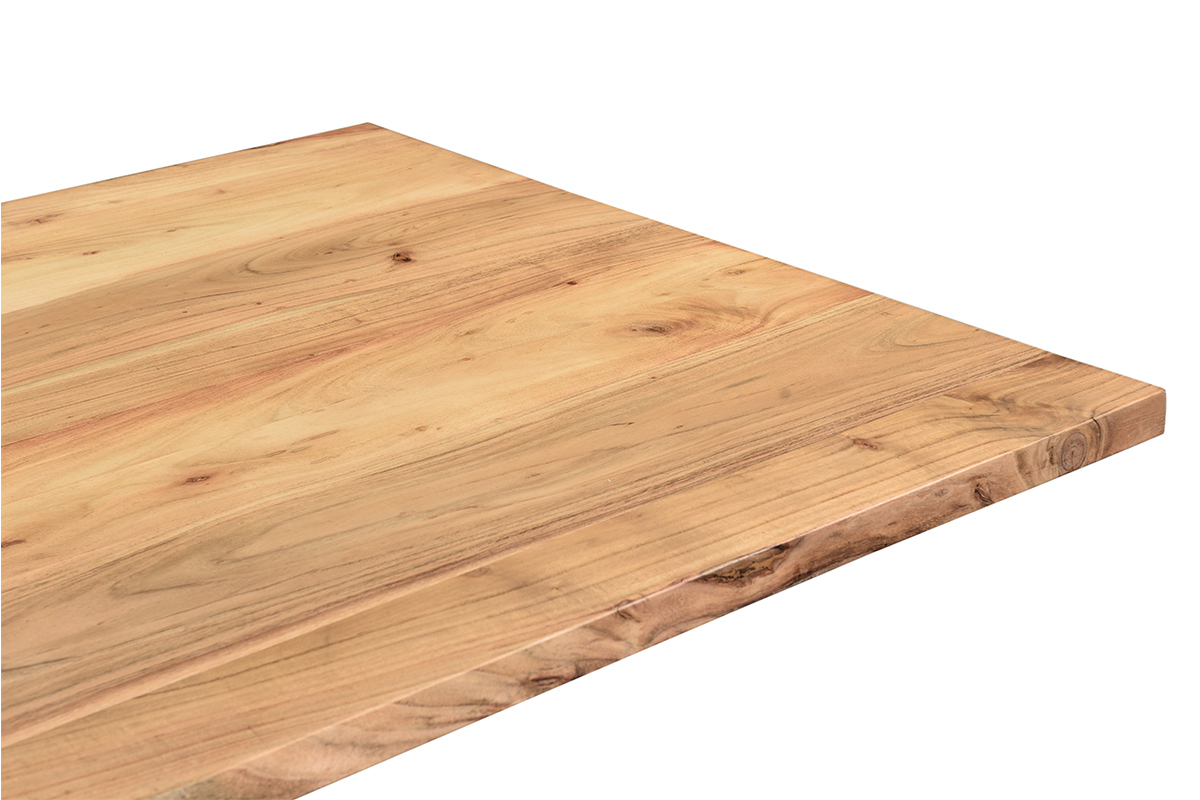 Table � manger rectangulaire industrielle en bois massif et m�tal noir L200 cm VALLEY