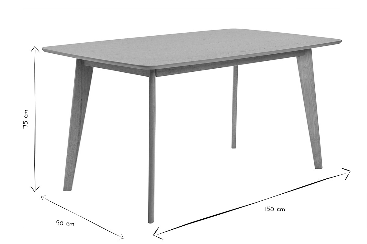 Table � manger rectangulaire scandinave bois clair ch�ne L150 cm LEENA