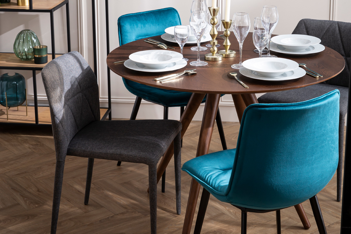 Table � manger ronde design noyer D106 cm WALFORD