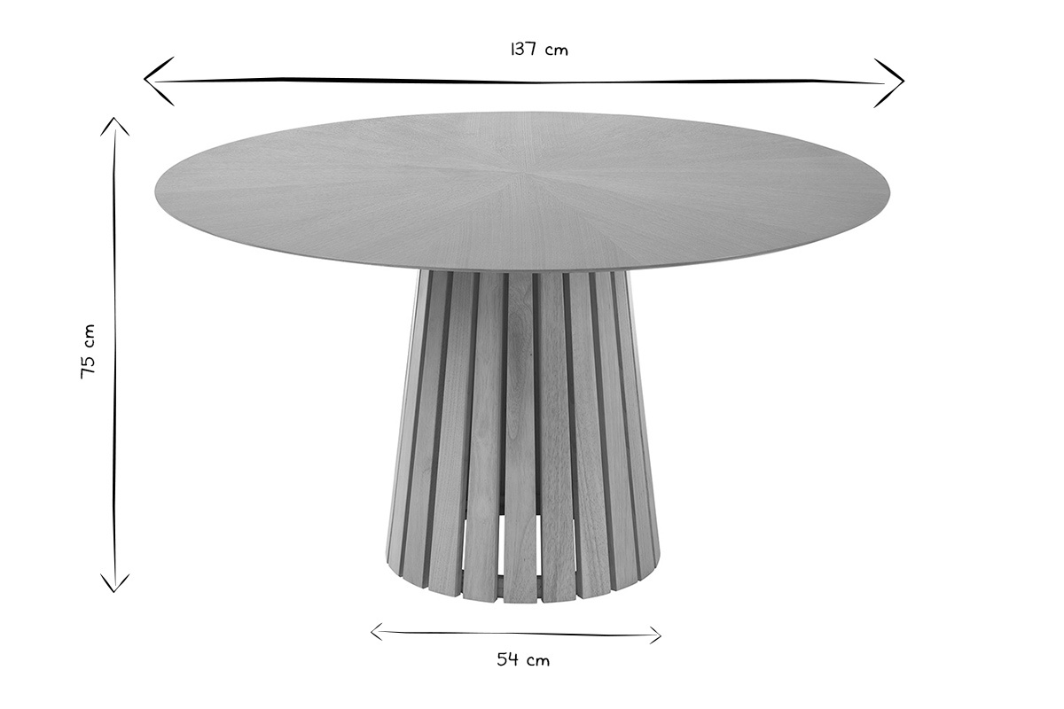 Table � manger ronde en bois clair ch�ne D137 cm DITA