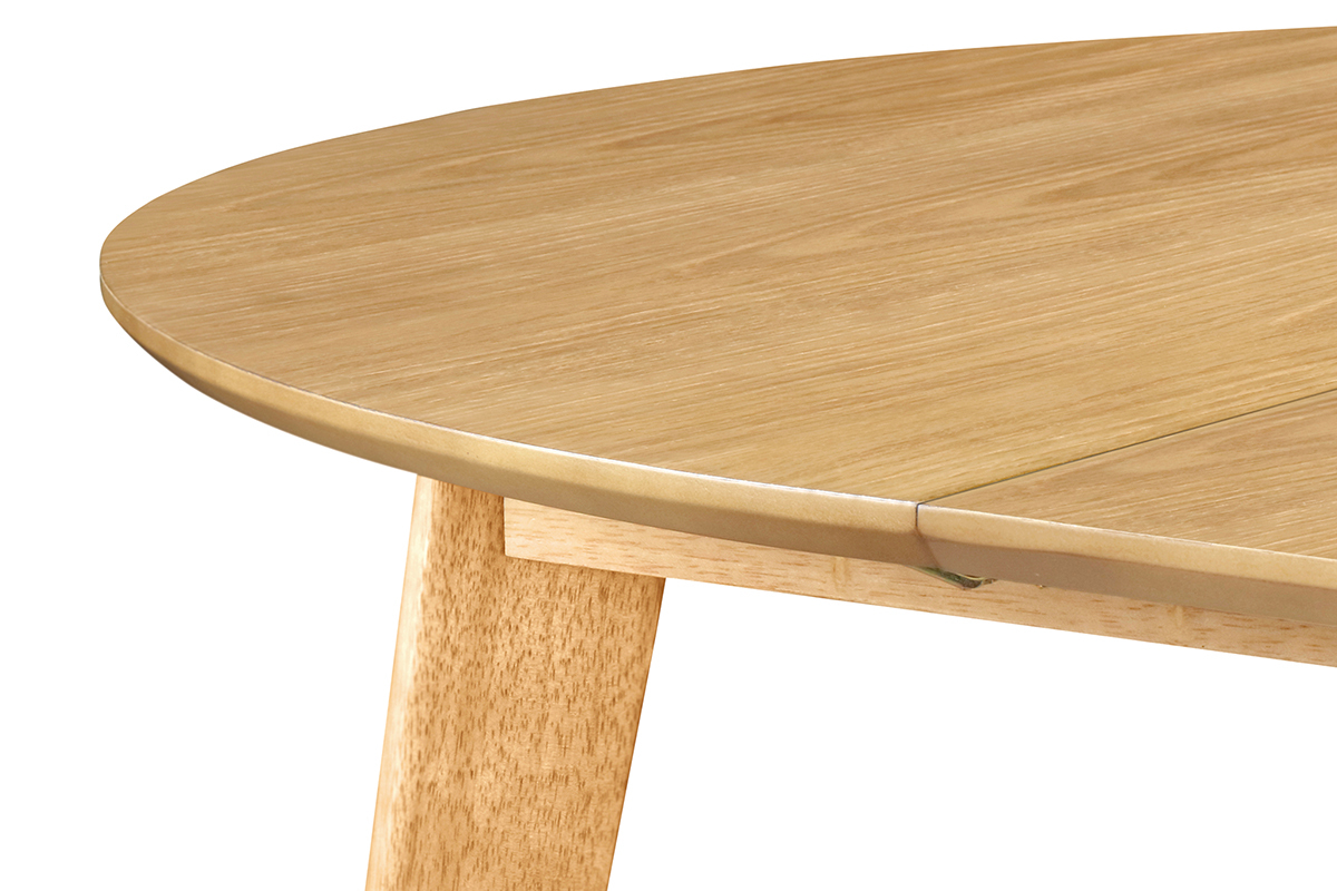 Table � manger ronde extensible finition ch�ne L120-150 cm LEENA