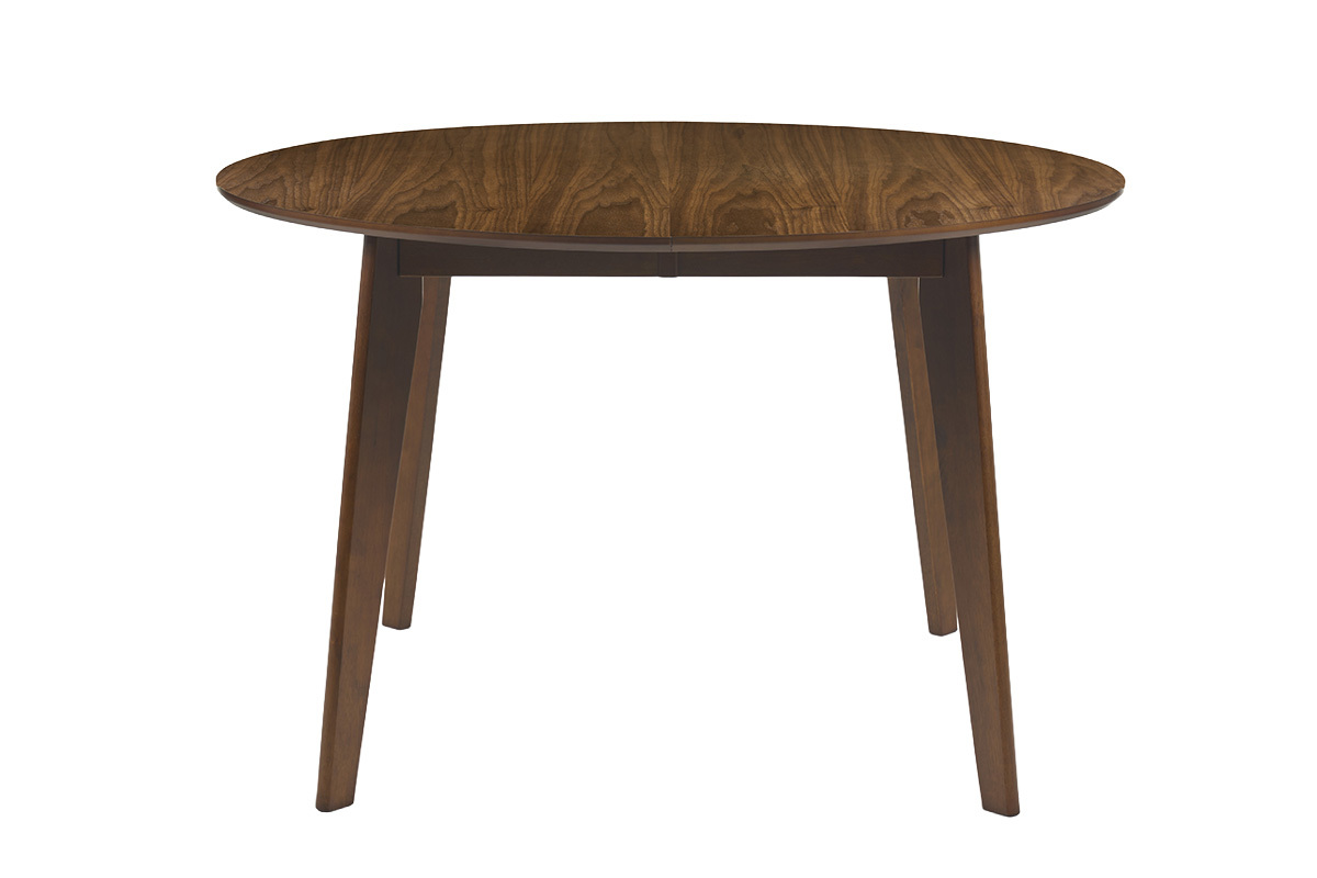 Table � manger ronde en noyer, vue de face.