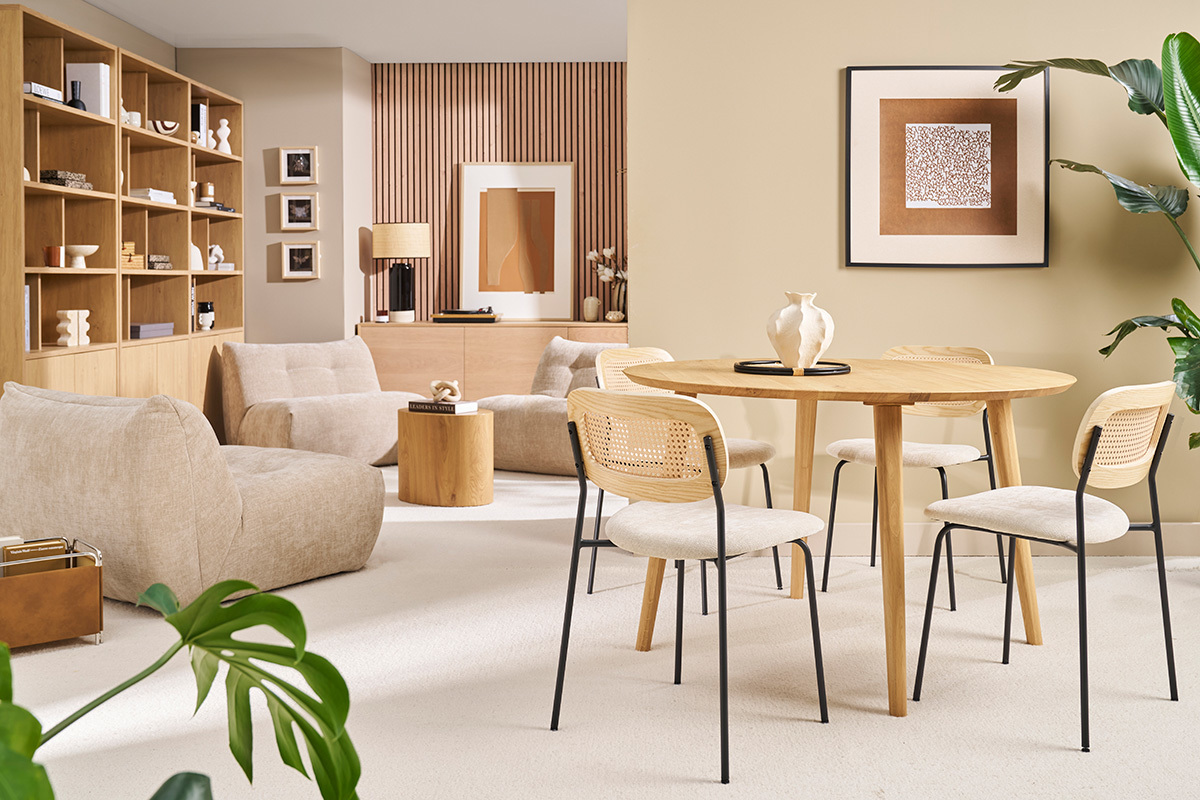 Table � manger ronde fr�ne D120 cm LIVIA