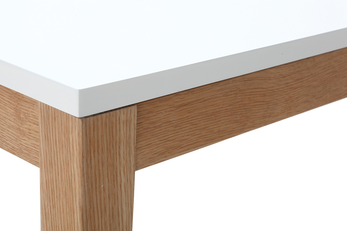 Table � manger scandinave extensible blanche pieds bois rectangulaire L180-260 cm DELAH