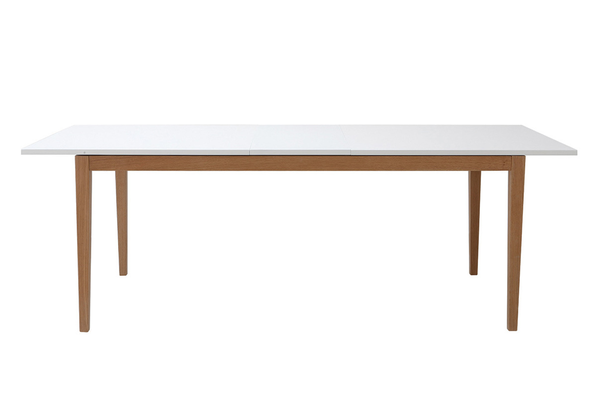 Table � manger scandinave extensible blanche pieds bois rectangulaire L180-260 cm DELAH
