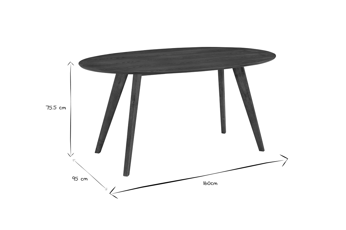 Table � manger vintage ovale en bois fonc� L160 cm MARIK
