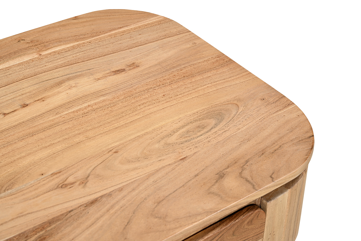Table basse avec rangements en bois massif et m�tal noir 4 tiroirs L115 cm NAPOLI