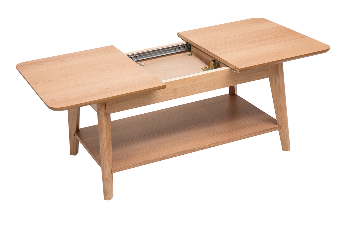 Table basse extensible rectangulaire en bois clair L90-120 cm VILI