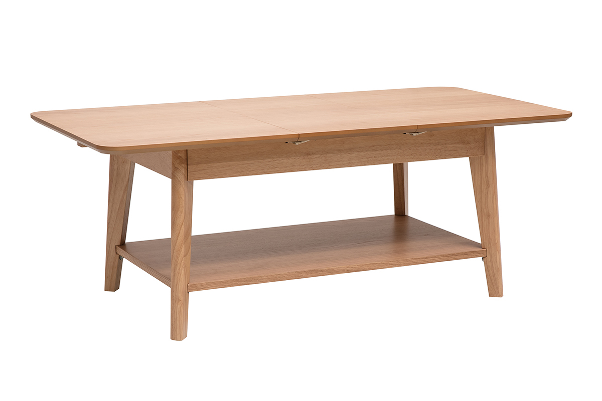 Table basse extensible rectangulaire en bois clair L90-120 cm VILI