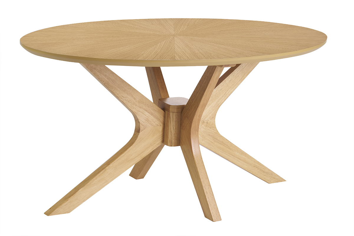 Table basse ovale DIELLI bois clair ch�ne L90 cm avec pi�tement bois massif