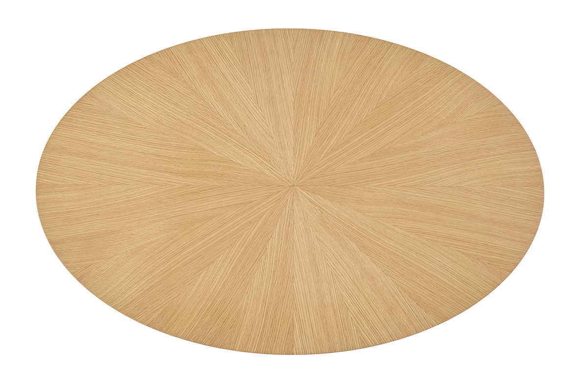 Table basse ovale bois clair ch�ne, vue de dessus