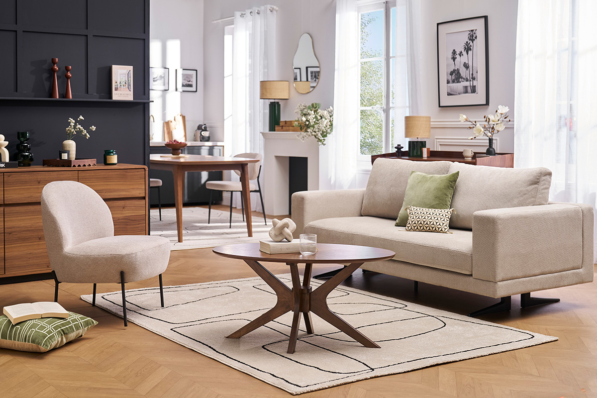 Table basse ovale bois fonc� noyer L90 cm DIELLI