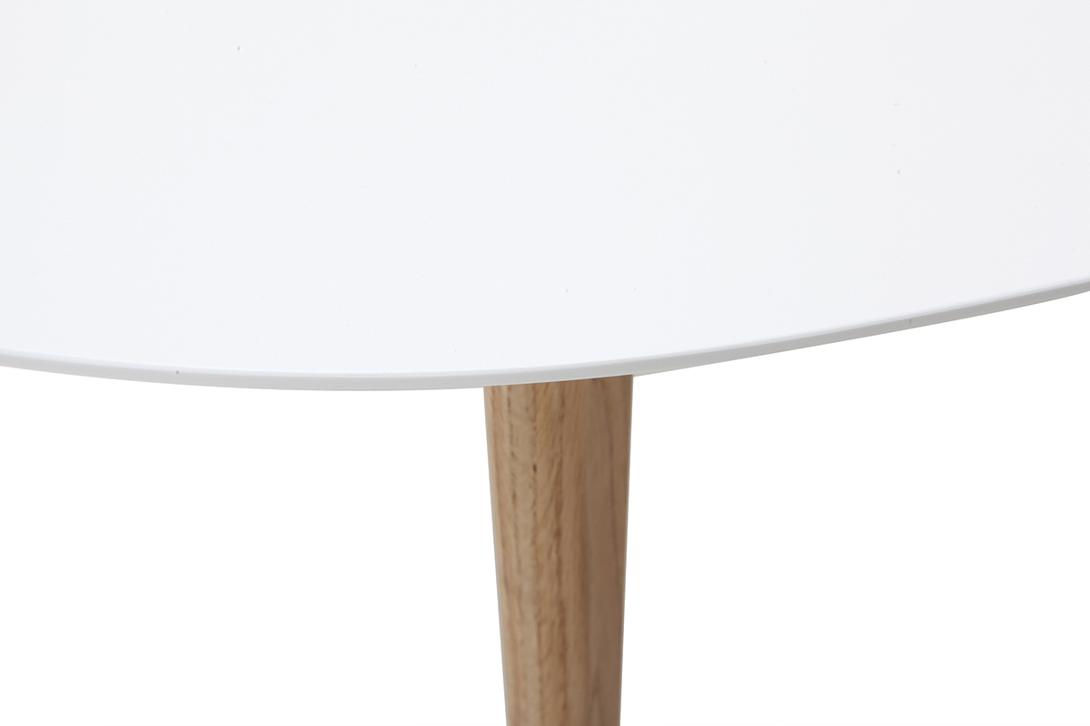 Table basse ovale scandinave blanc et bois clair ch�ne L120 cm EKKA