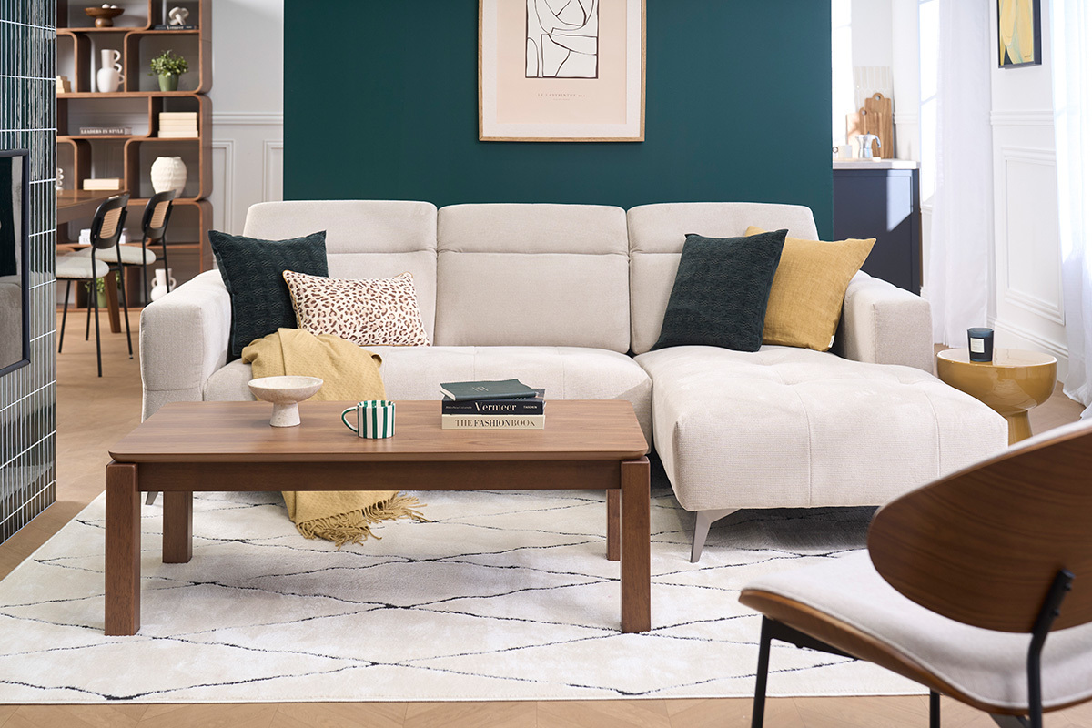 Table basse rectangulaire en bois fonc� noyer L120 cm RAYA