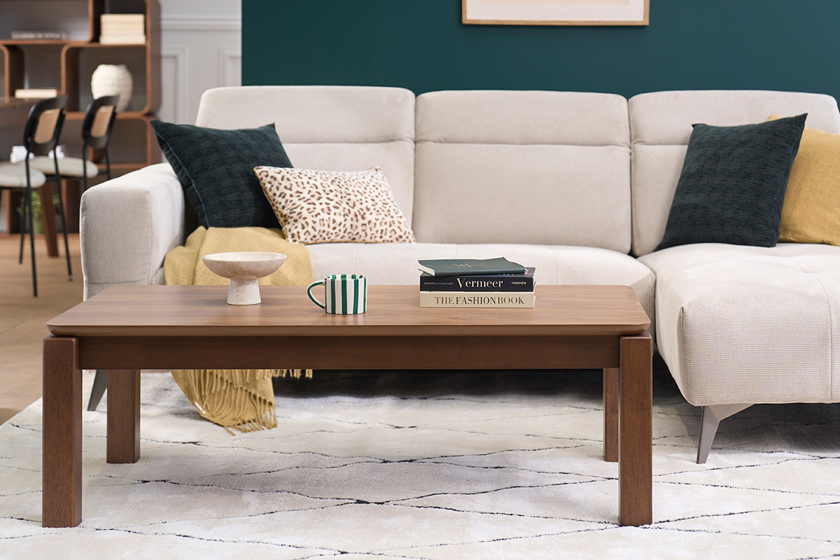 Table basse rectangulaire en bois fonc� noyer L120 cm RAYA