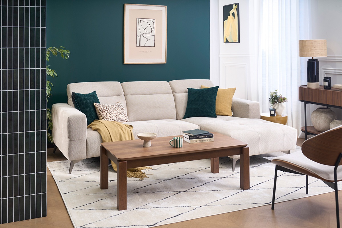 Table basse rectangulaire en bois fonc� noyer L120 cm RAYA