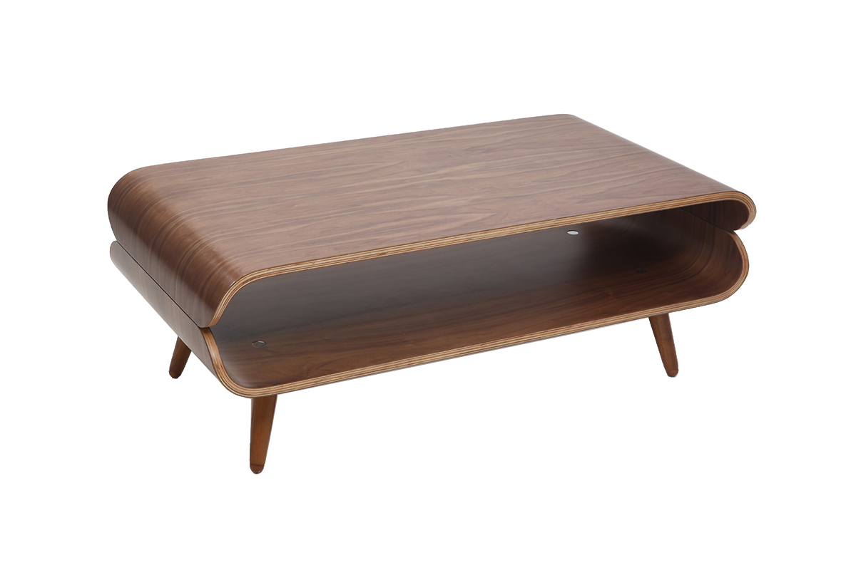 Table basse rectangulaire vintage bois fonc� noyer L118 cm TAKLA