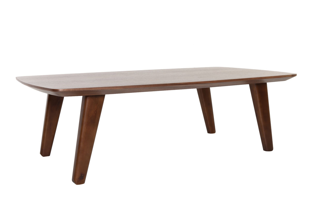 Table basse rectangulaire vintage bois fonc� noyer L120cm FIFTIES