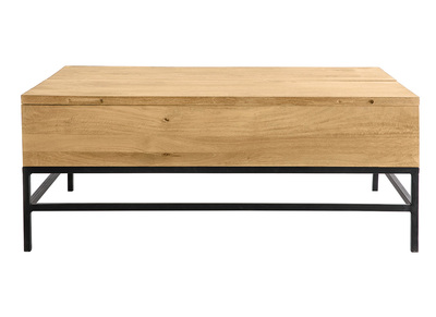 Table basse relevable industrielle bois manguier massif et m&eacute;tal noir L110 cm YPSTER