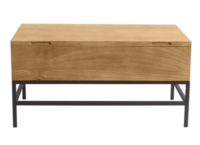 Table basse relevable industrielle bois manguier massif et m&eacute;tal noir L90 cm YPSTER