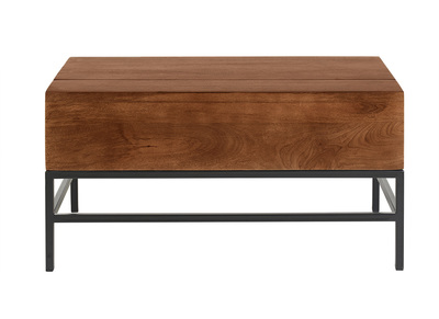 Table basse relevable industrielle bois manguier massif teint&eacute; et m&eacute;tal noir L90 cm YPSTER