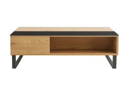 Table basse relevable rectangulaire bois clair et m&eacute;tal noir L110 cm WYNN