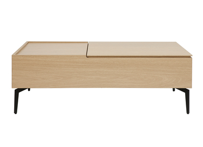 Table basse relevable rectangulaire bois clair finition ch&ecirc;ne et m&eacute;tal noir L103 cm SEDA