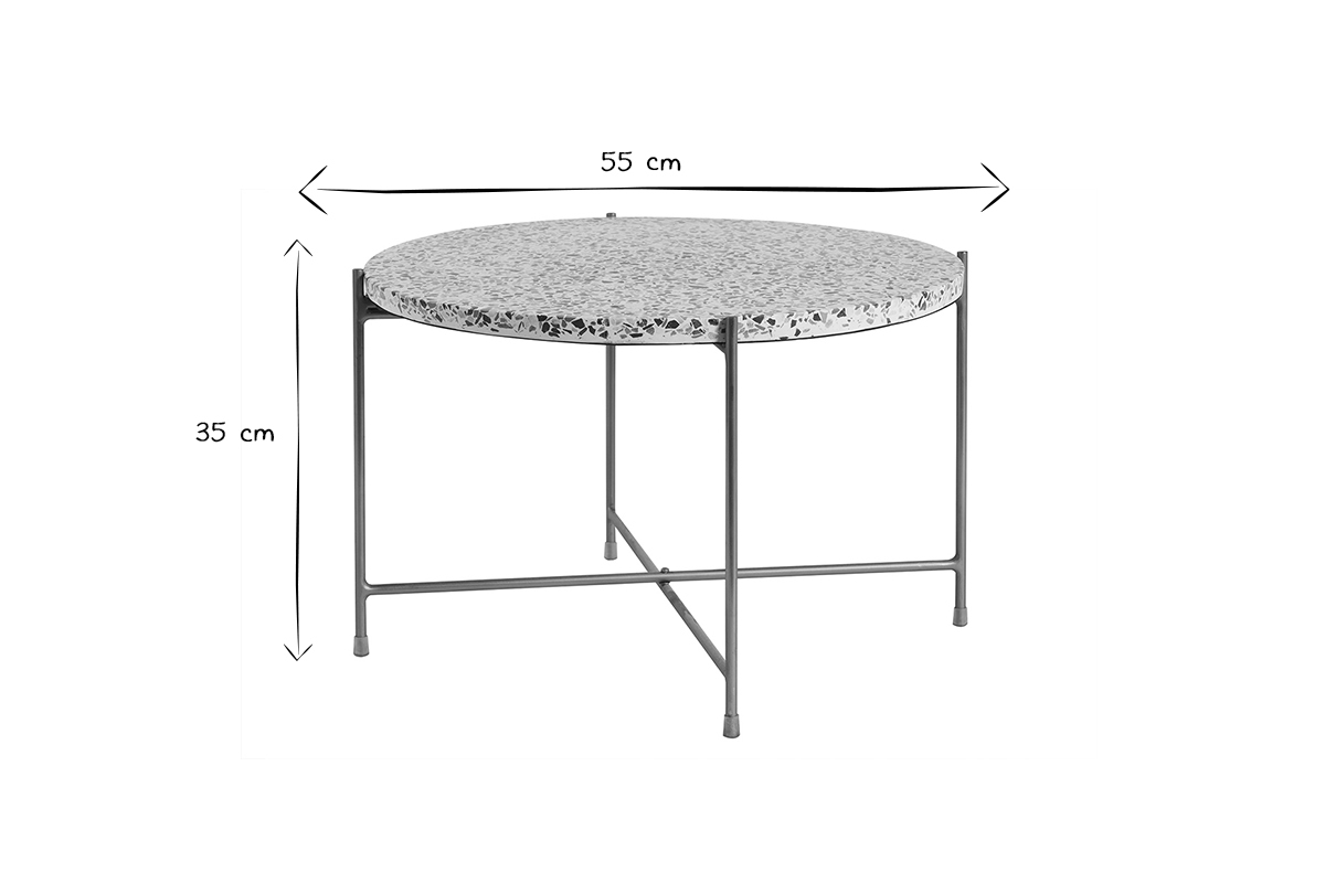 Table basse ronde design en terrazzo et m�tal dor� D55 cm MEZZO