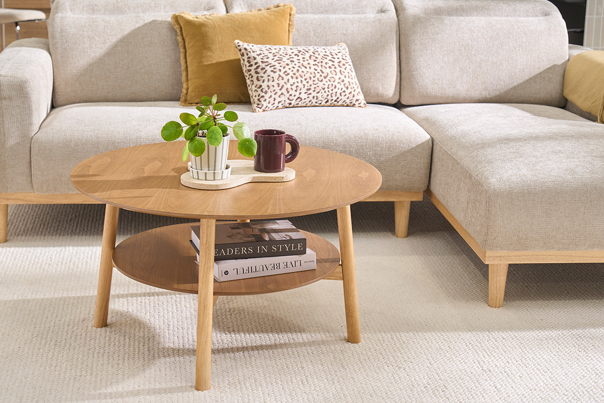 Table basse ronde en bois clair D80 cm MALVA