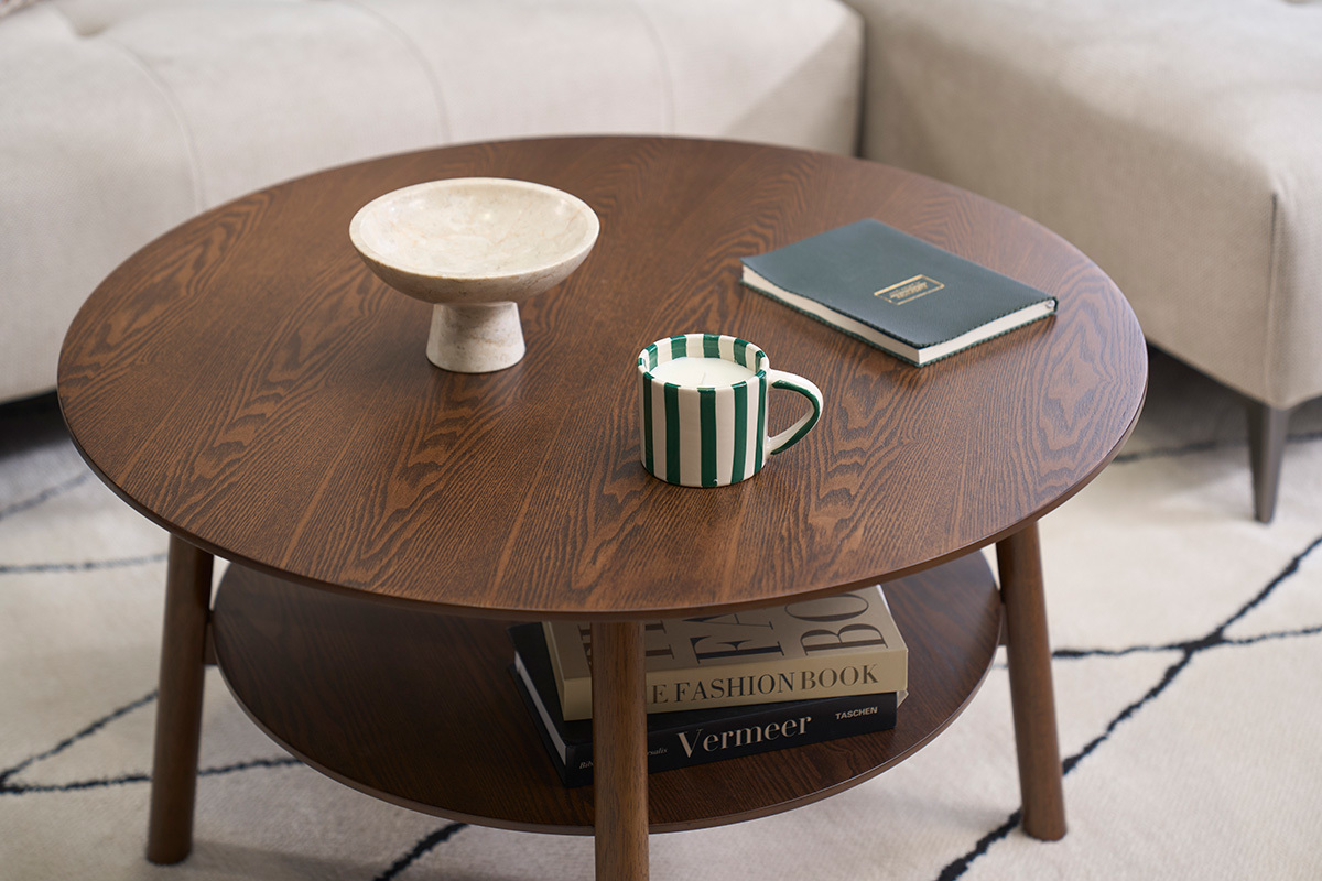 Table basse ronde en bois fonc� D80 cm MALVA