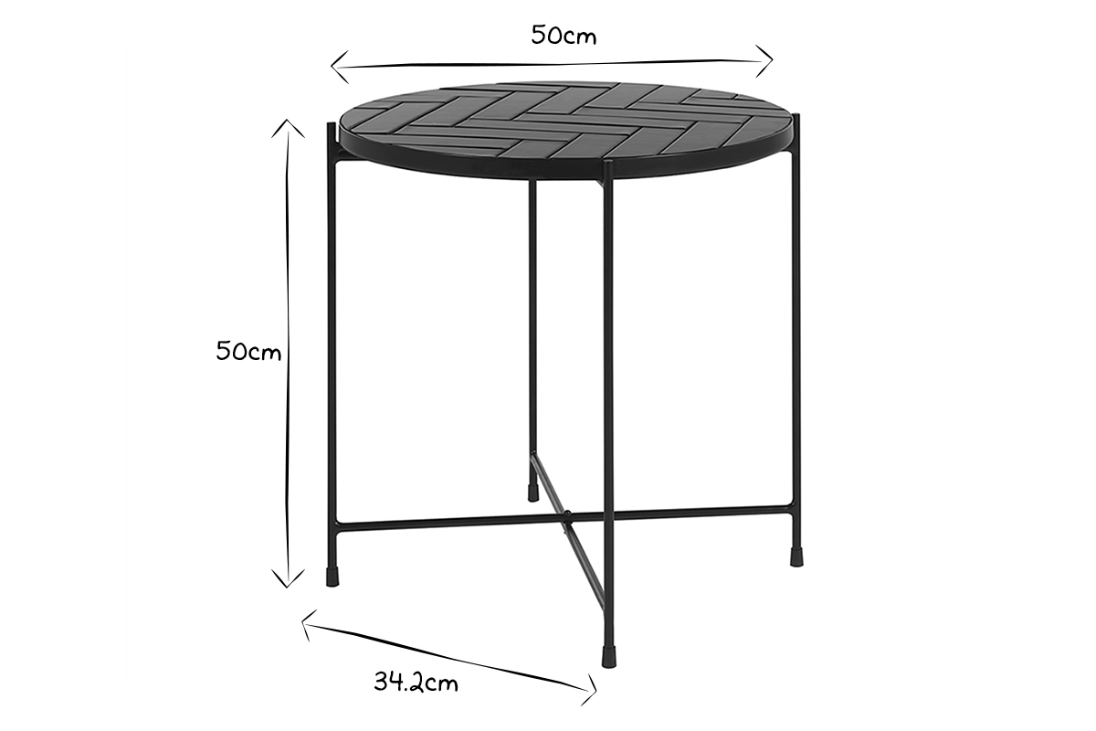 Table basse ronde en c�ramique vert fonc� et m�tal noir D50 cm KOTTA