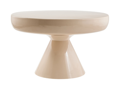 Table basse ronde en m&eacute;tal &eacute;maill&eacute; beige D59 cm AMINA