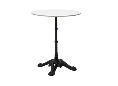 Table bistrot ronde en pierre min&eacute;rale et m&eacute;tal noir D60 cm CONTY