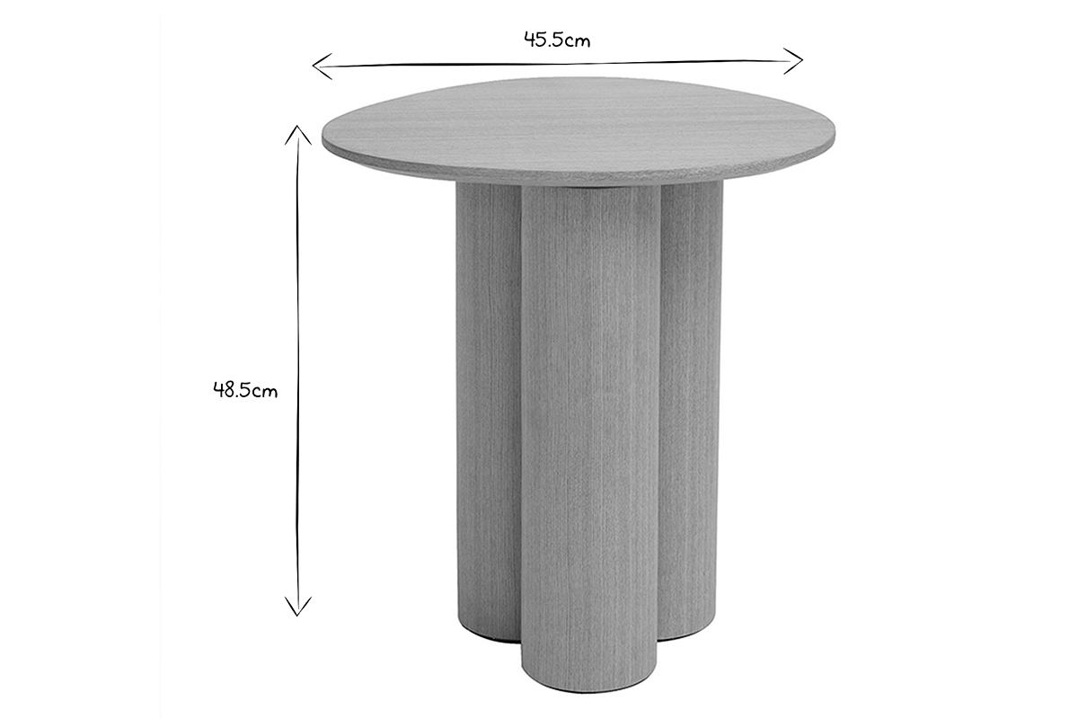 Table d'appoint HOLLEN en noir et blanc avec dimensions, vue de c�t�.