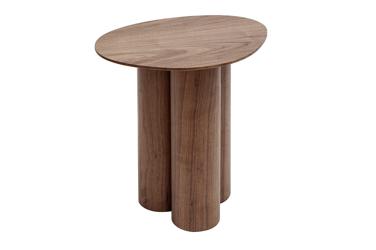 Table d'appoint design bois fonc� noyer L44 cm HOLLEN