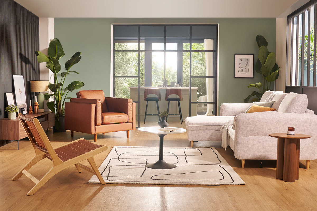 Table d'appoint design bois fonc� noyer L44 cm HOLLEN