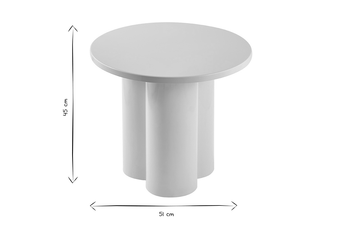 Dimensions de la table d'appoint en noir et blanc : D51 cm, H45 cm.