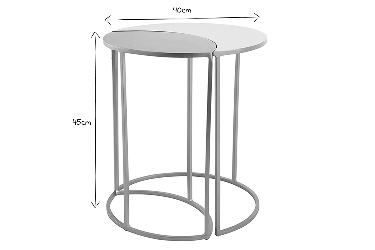 Table d'appoint en m�tal laqu� blanc et dor� TOSCANE