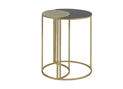 Table d'appoint en m&eacute;tal laqu&eacute; noir et dor&eacute; TOSCANE