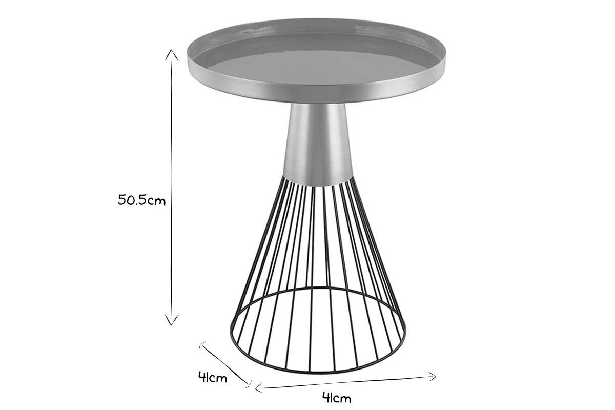 Table d'appoint ronde en acier laqu� moutarde et dor� D41 cm SPLEEN